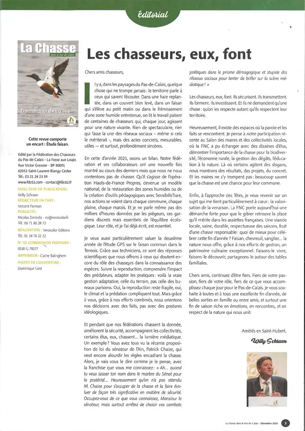 Journal des chasseurs du Pas-de-Calais Décembre 2025